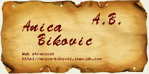 Anica Biković vizit kartica